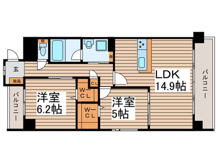 エルシア(2LDK/2階)の間取り写真