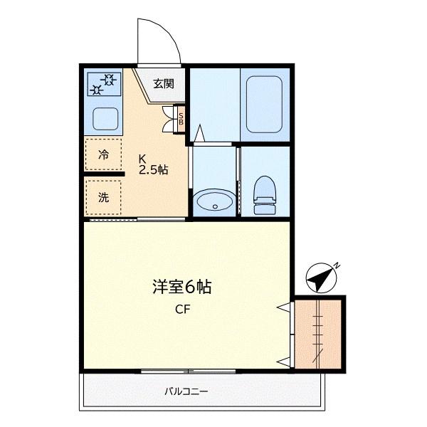 GRACE祐天寺(1K/2階)の間取り写真