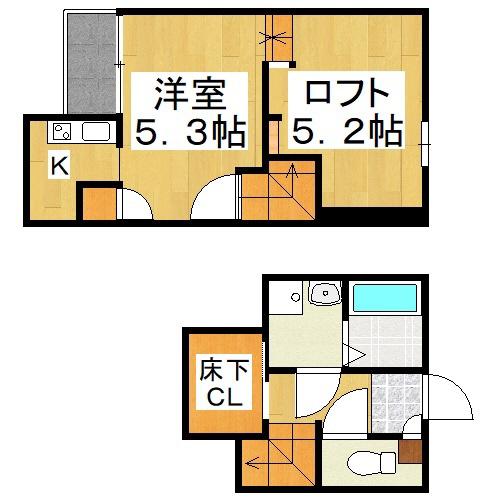 ADC高島リブレ(1K/2階)の間取り写真