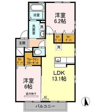 グラン・ノーブル(2LDK/2階)の間取り写真