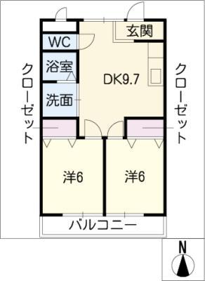 PHOENIX(2DK/1階)の間取り写真
