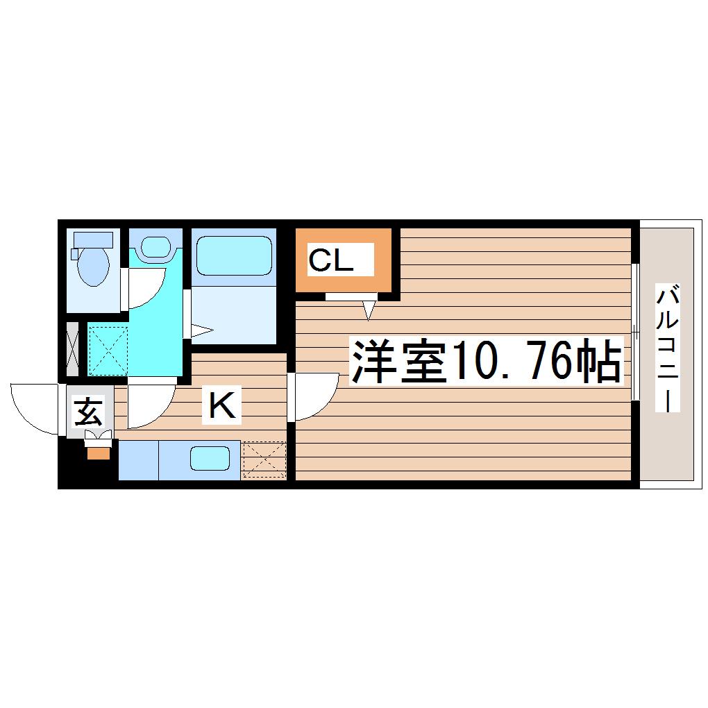 エヌエー連坊(1K/3階)の間取り写真