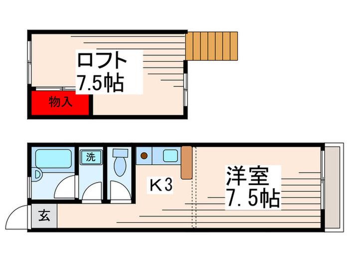 月光荘(1K/2階)の間取り写真