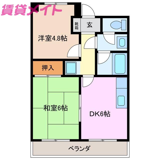 サンヒルズ(2DK/3階)の間取り写真