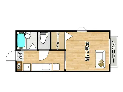 キーウエスト(1K/2階)の間取り写真