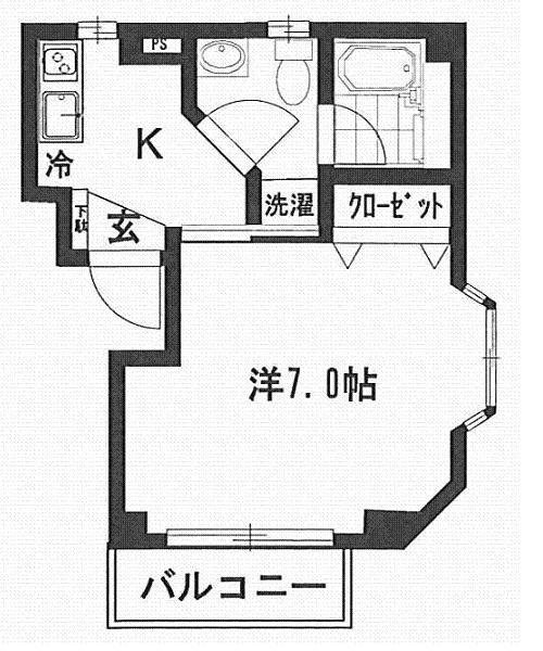 ヴィラもぐさ(1K/3階)の間取り写真