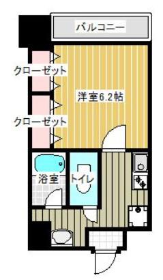 リバティシティ天神(1K/2階)の間取り写真