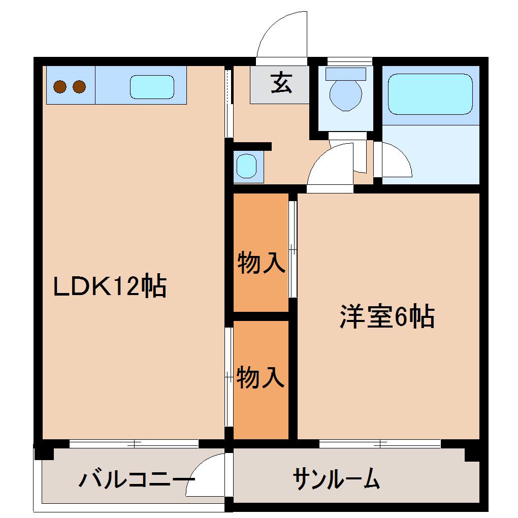 ラフォーレ新庄II(1LDK/3階)の間取り写真
