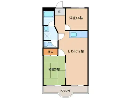 クリーンピア タナベ(2LDK/3階)の間取り写真