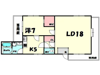 コミュニティー熊内(1LDK/1階)の間取り写真