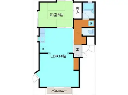 ISハイツ(1LDK/2階)の間取り写真