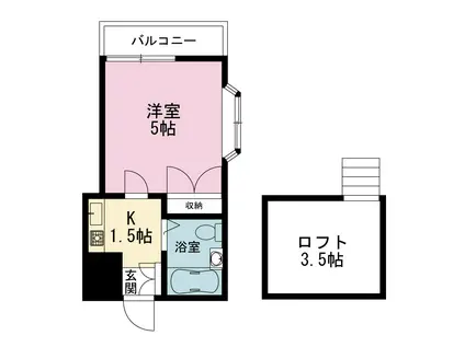 シーザースパレス弘明寺(1K/2階)の間取り写真