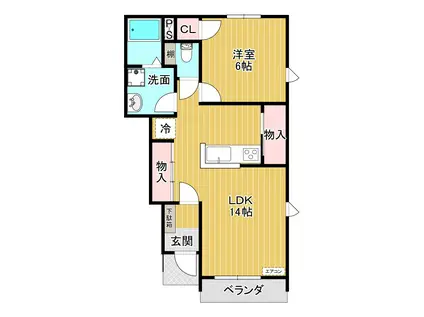 メゾン西中之条A(1LDK/1階)の間取り写真