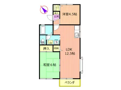 グリーンビラ美郷I(2LDK/2階)の間取り写真