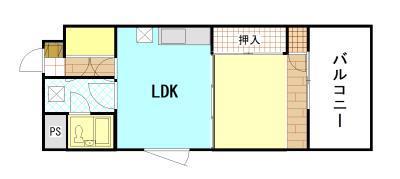 ロイヤル山王(1LDK/2階)の間取り写真