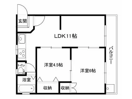 清水アパート(2LDK/3階)の間取り写真