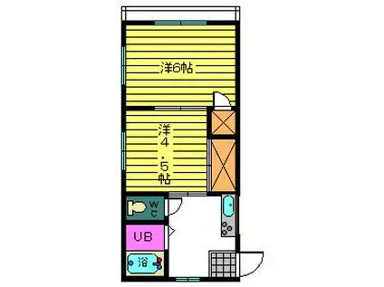 グリーンベルハイツ(2K/1階)の間取り写真