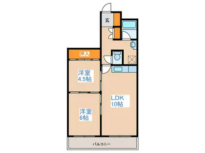 信和リッチ(2LDK/3階)の間取り写真