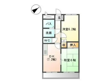 ミレニアム・ハイム1号館(2DK/2階)の間取り写真