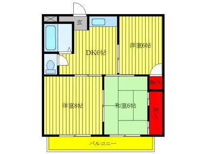大野ハイツ(3DK/2階)の間取り写真