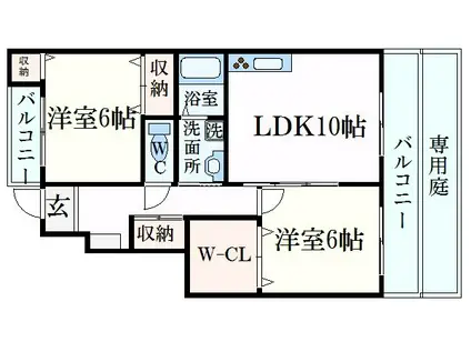 スカイルームI(2LDK/1階)の間取り写真