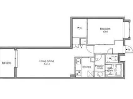レジディア祐天寺(1LDK/6階)の間取り写真