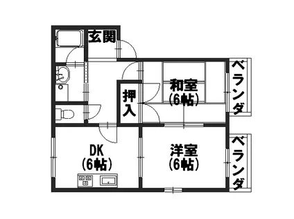 ローレルコート弐番館(2DK/1階)の間取り写真