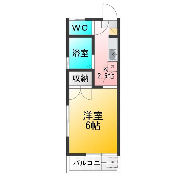 金子コーポ62号(1K/2階)の間取り写真