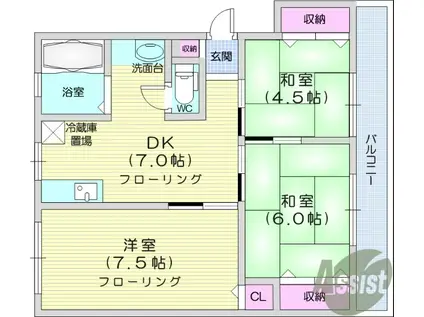 幸町コーポ(3DK/3階)の間取り写真