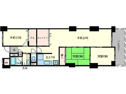 コート北千里A棟(3LDK/3階)の間取り写真