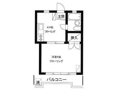 富士見町マンション(1K/2階)の間取り写真