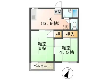 コーポムラカミ(2DK/2階)の間取り写真