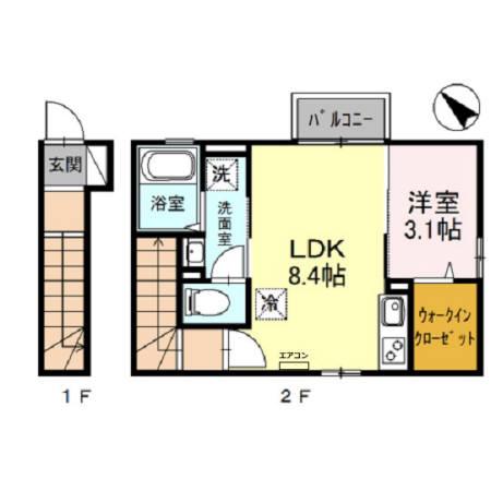 フェリオ(1LDK/2階)の間取り写真