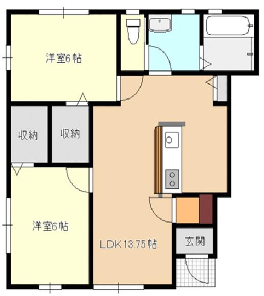リーブルファイン作新台5号棟(2LDK/1階)の間取り写真