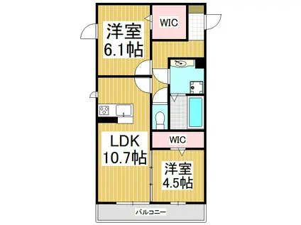 コンフォーティア駒ヶ根 B棟(2LDK/1階)の間取り写真