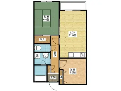 せんだんコート(2LDK/3階)の間取り写真