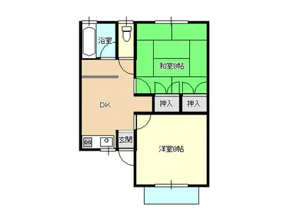 かーむあっぷる(2DK/2階)の間取り写真