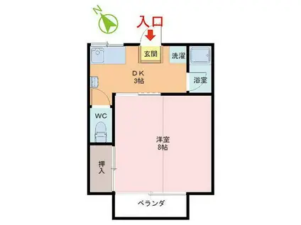 ハイムエイケン(1DK/2階)の間取り写真