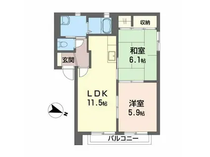 シャーメゾンさくら坂(2LDK/2階)の間取り写真