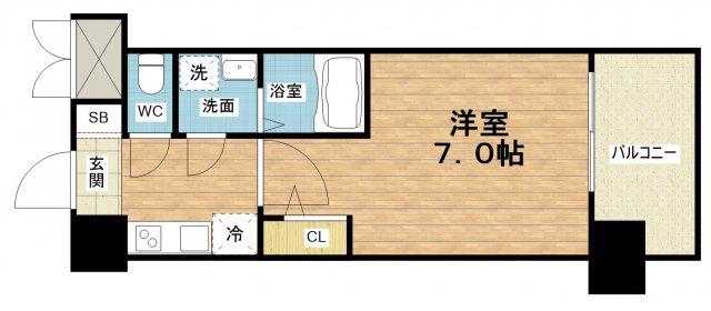 S-RESIDENCE大阪同心(1K/14階)の間取り写真