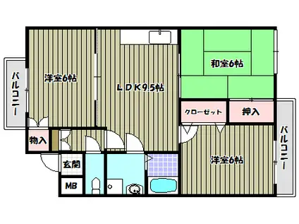 七々色ハイツ(3LDK/2階)の間取り写真