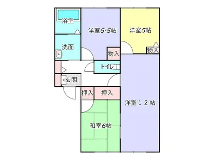 グランシード(3LDK/1階)の間取り写真