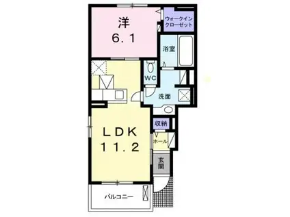 アルモニー倉敷II(1LDK/1階)の間取り写真