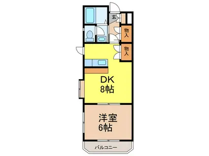 グリーンハウゼ(1DK/1階)の間取り写真