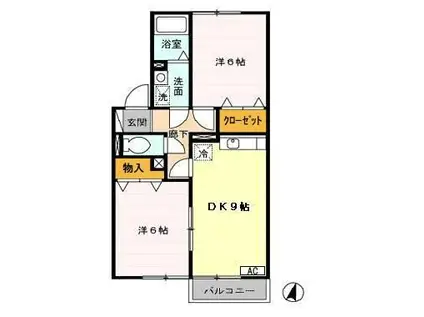 モアリエ(2DK/1階)の間取り写真