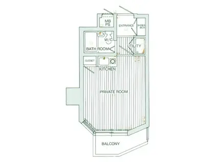 ダイナコート久留米駅前(ワンルーム/2階)の間取り写真