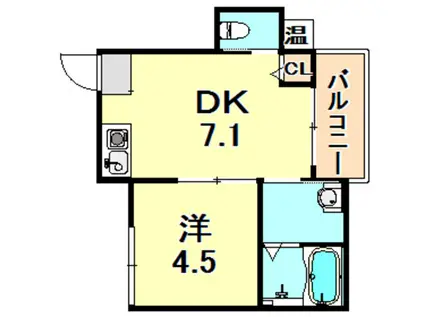 ユニオンハイツ北野PART2(1DK/1階)の間取り写真