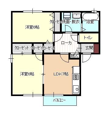 アイリスタウン(2DK/2階)の間取り写真