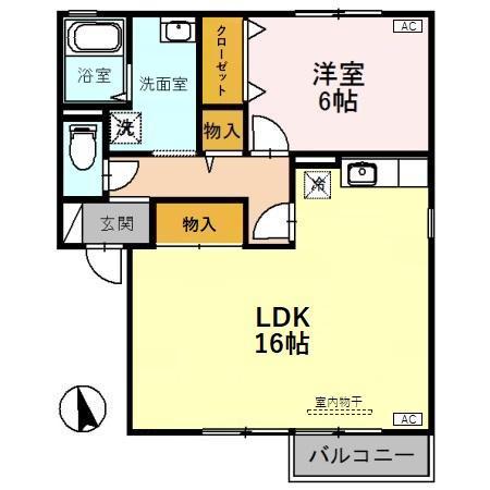 サンウェル16 A棟(1LDK/2階)の間取り写真