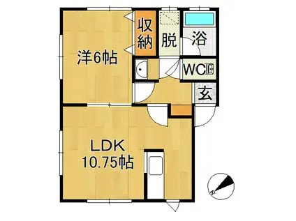 サンスコーレ清原B(1LDK/1階)の間取り写真